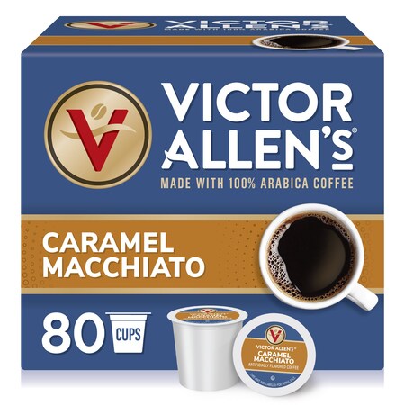 Victor Allen Victor Allen's Coffee Caramel Macchiato Flavored, Medium Roast, 80 Count, Single Serve Coffee Pods for Keurig K-Cup Brewers, PK80 FG014619RV